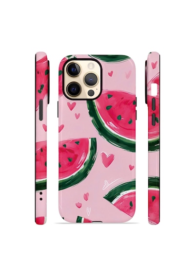 Apple iPhone Uyumlu 12 Pro Max Vorian Çift Katmanlı Kılıf Watermelon Hearts