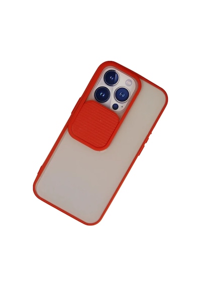 Apple Uyumlu,  iPhone 13 Pro Kılıf Palm Buzlu Kamera Sürgülü Silikon - Kırmızı