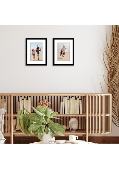 Americanflat 23x30 Cm Resim Çerçevesi Siyah Set, Mat İle 15x23 Cm Veya Matsız 23x30 Cm, Pleksiglas Kapaklı Kolaj Çe
