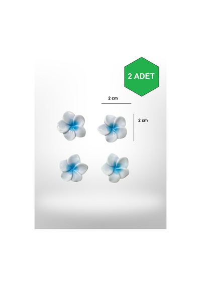 Terlik Süsü Mavi Lotus Çiçeği 3d Plastik 2 Adet