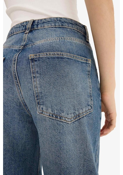 Defacto Baggy Fit Yüksek Bel Katlamalı Paça Jean Pantolon E9134ax25aunm34 Mavi