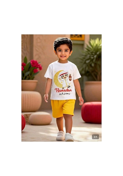 Stil X Ramazan Bayramı Baskılı Erkek Çocuk Tshirt, %100 Pamuklu Kumaş Beyaz-10