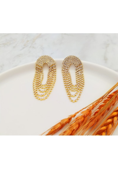 Fenomen Sallantılı Gold Küpe Sarı