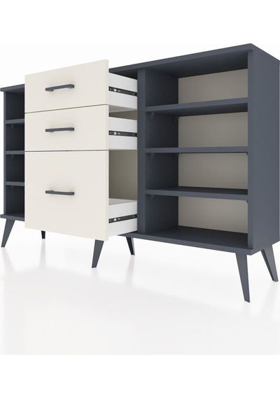 Arges Konsol 6 Raflı 3 Çekmeceli 132x30x83 Antrasit-antrasit/aytaşı Antrasit/aytaşı Arges Konsol 6 Raflı 3 Çekmeceli 132x30x83 Antrasit-antrasit/aytaşı Antrasit/aytaşı