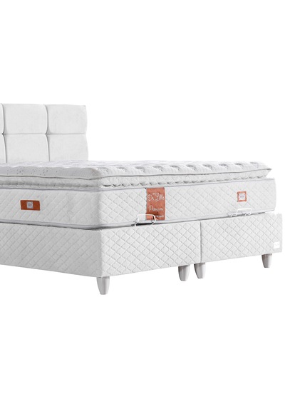 Gümüş Tek Kişilik Baza Başlık Real Pedli Yatak Seti Beyaz 120 x 200