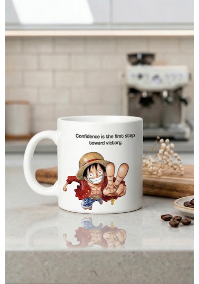 One Piece Luffy Baskılı Seramik Hediye Kupa Bardak Anime Çok Renkli