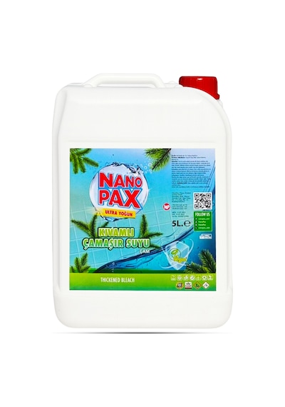 Nanopax Ultra Yoğun Kıvamlı Sıvı Çamaşır Suyu 5 Litre - Güçlü Beyazlatıcı Ve Leke Çıkarıcı Tekli