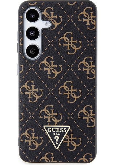 Galaxy S24 Uyumlu Kılıf Guess Lisanslı Pu Üçgen Logo 4g Desenli Kapak Siyah
