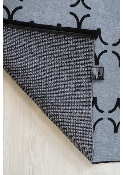 Arte Nakışlı Gri Siyah Kilim Dekoratif Salon Halısı Yıkanabilir Gri - Siyah