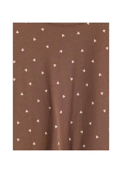 Lcw Dream Kahverengi Kalp Desenli Hamile Şortlu Pijama Takımı