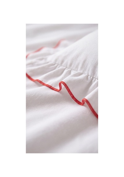 %100 Pamuk Overloklu Fırfırlı Çift Kişilik Nevresim Takımı Lastikli Çarşaflı 200x220 Cm Kırmızı - 904804703 Kırmızı