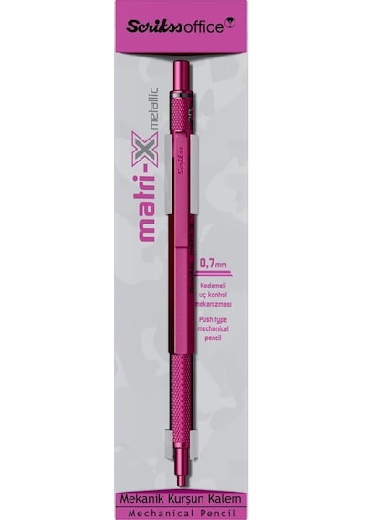 Scrikss Matri-x Versatil 0.7 Mm Metalik Pembe Şeffaf Amb.