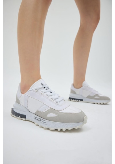 Tonny Black Kalın Termo Taban Yazı Detaylı Retro Stil Günlük Unisex Beyaz Gri Spor Ayakkabı Tbhkn005 Beyaz Gri