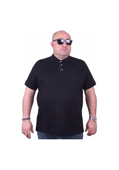 Moc Grande Mocgrande Büyük Beden Likralı Klasik Cepli Polo Tişört 11501 Sıyah SIYAH