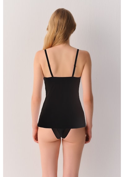 Suwen Comfy Pamuklu Kuplu İnce Askılı Atlet Sw4023012 Siyah