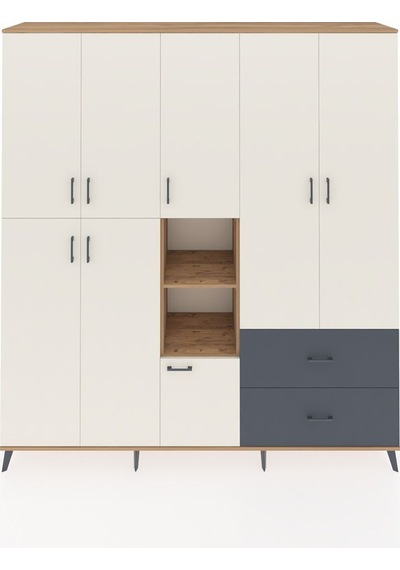 Hyperion Dolap 12 Raflı 2 Çekmeceli Tek Askılı 220x44x243 Çam-aytaşı/antrasit Aytası/antrasıt - Atlas Çam Hyperion Dolap 12 Raflı 2 Çekmeceli Tek Askılı 220x44x243 Çam-aytaşı/antrasit Aytası/antrasıt - Atlas Çam