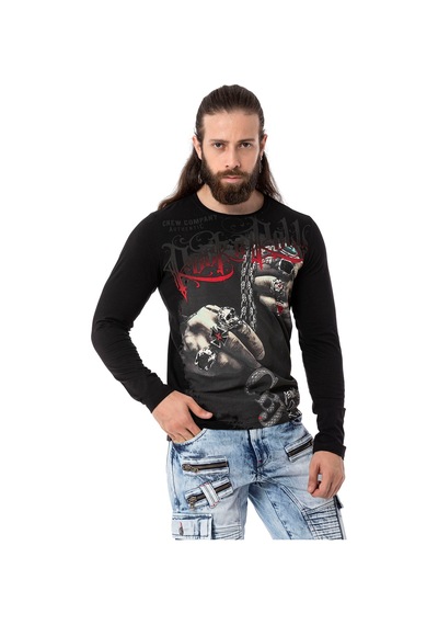Cipo & Baxx Cl511 Erkek Sweatshirt Günlük Rahat Kalıp Bisiklet Yaka Spor Basic Siyah