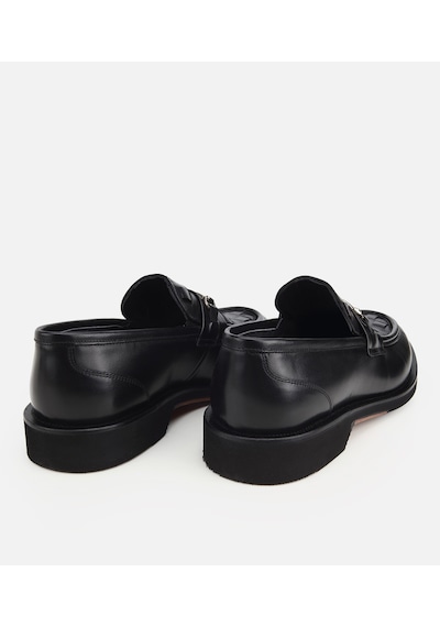 Hotiç Erkek Deri Siyah Örme Metal Detaylı Klasik Loafer