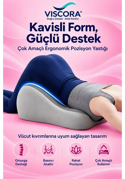 Eğimli Üçgen Matı Kişisel Konfor Alanınız İçin Çok Amaçlı Visco Destek Minderi 50 40 23 Cm Gri