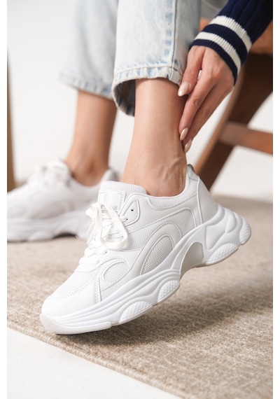 Daxtors Garantili D0164 Günlük Ortopedik Kadın Sneaker Spor Ayakkabı Beyaz