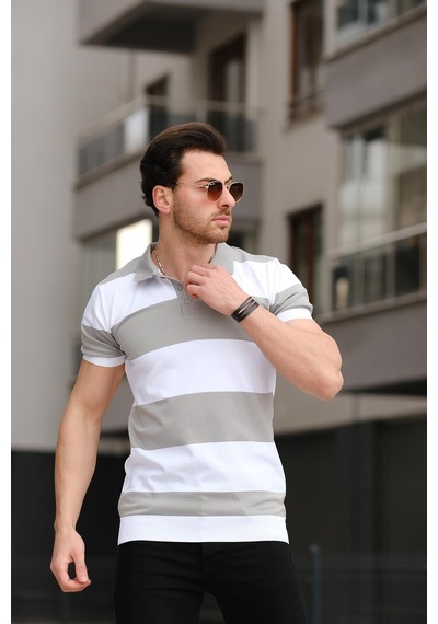 Ht 340016 Çift Renk Polo Yaka Erkek Triko Tshirt 001
