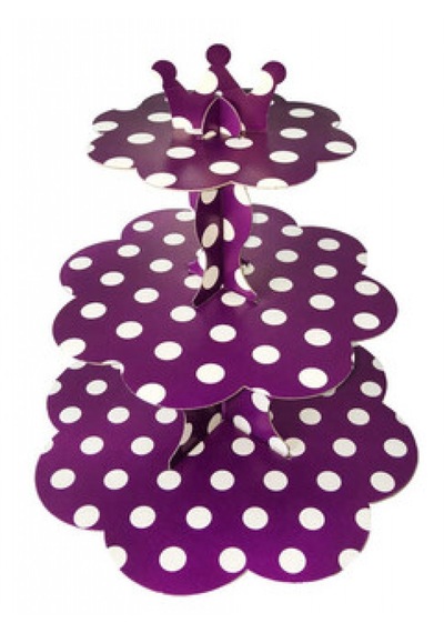 Cup Cake Standı Puantiyeli Karton Mor Pk:1 +3