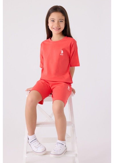 U.S. Polo Assn. U.s. Polo Assn Kız Çocuk Pembe Bermuda Takım Us1848-c-v8 Pembe