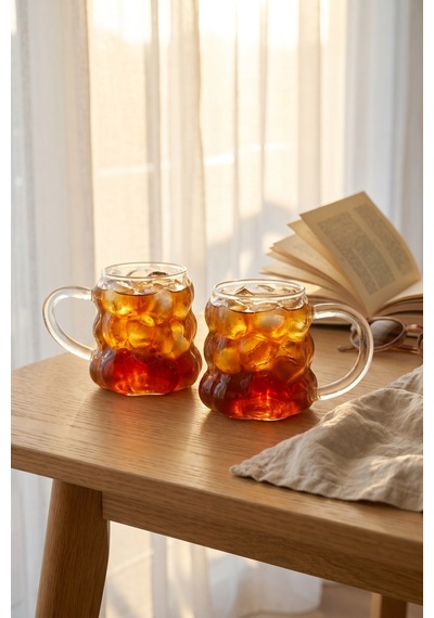 Lume 2 Li Kulplu Cam Bardak Seti - 350 Ml Şeffaf