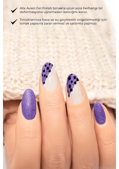 Alix Avien Işıltılı Mor Kalıcı Oje 78-yoğun Renk Veren Jel Oje 12 Ml-nail Uv Gel Polish 78