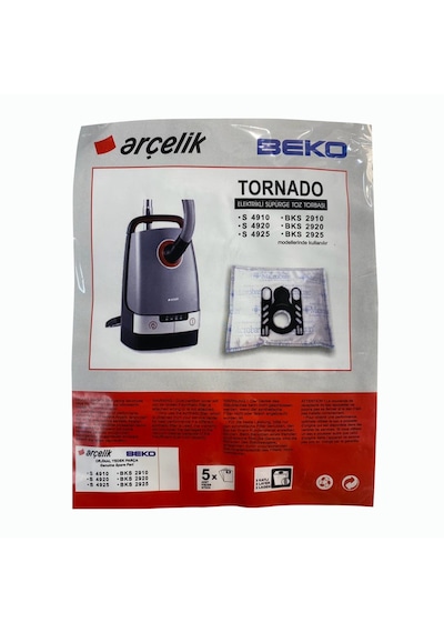 S 4910,s 4920,s 4925,s 4940 Tornado  Elektrikli Süpürge Toz Torbası 5 Adet
