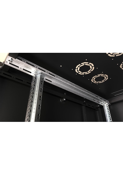 Lande Demonte 42u 800x1000 Hyperline Dikili Tip Rack Kabinet Siyah Ön Cam Kapak / Tekerlekli