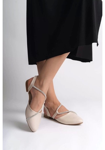 DMR Elegance Hannah Lastikli Ortopedik Rahat Taban Taş Detaylı Kadın Babet Ayakkabı Kt - Krem DMR Elegance Hannah Lastikli Ortopedik Rahat Taban Taş Detaylı Kadın Babet Ayakkabı Kt - Krem
