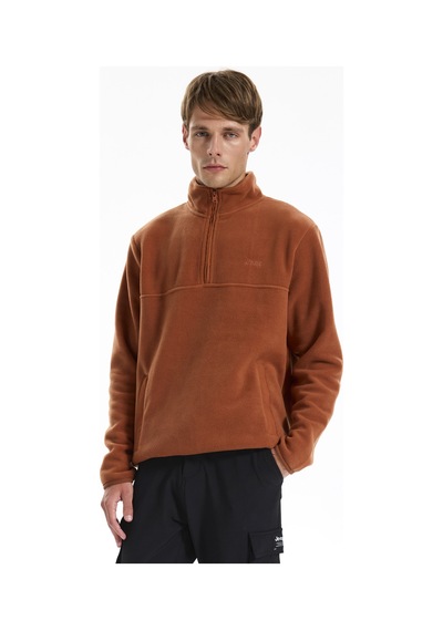 Jeep Kiremit Erkek Dik Relaxed Düz Polar Sweatshırt C4wm-swt4201