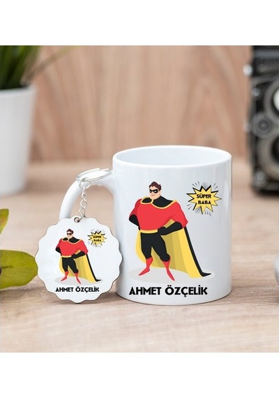 Süper Baba Isimli Kupa Bardağı Ve Anahtarlığı