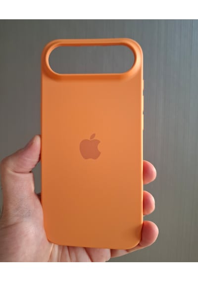 Apple Uyumlu iPhone 17 Air Logolu İçi Kadife Silikon Lansman Kılıf Turuncu