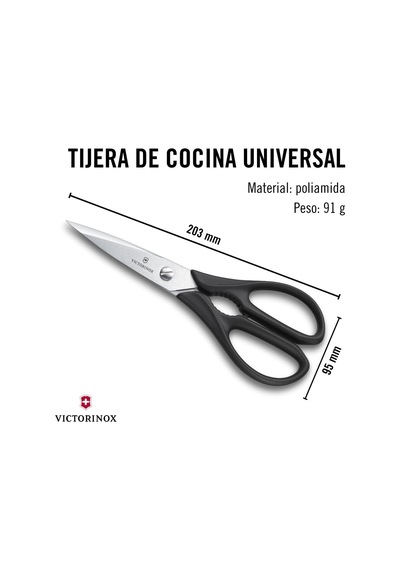 Victorinox Evrensel Mutfak Makası Paslanmaz Siyah 20 Cm, 7.6363.3