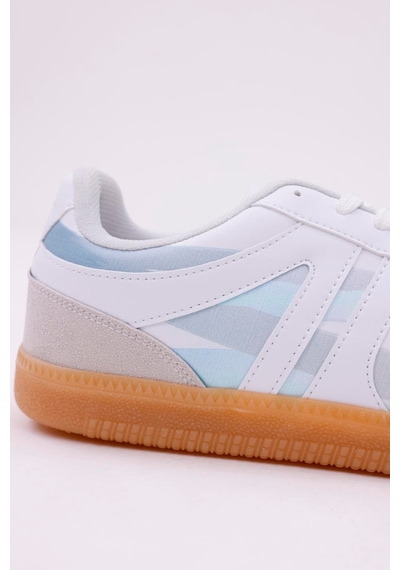 Dijital Baskı Unisex Beyaz-mavi Sneaker Ayakkabı Beyaz-mavi