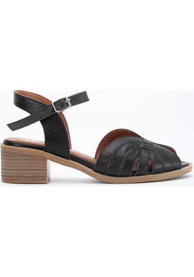 Analin Shoes Kadın Hakiki Deri Bilekten Bağlı Sandalet - Kahve Siyah