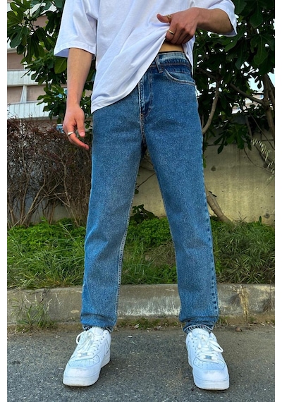 Mavi Dokulu Mavi Basic D53 Boyfriend Pantolon Mavi