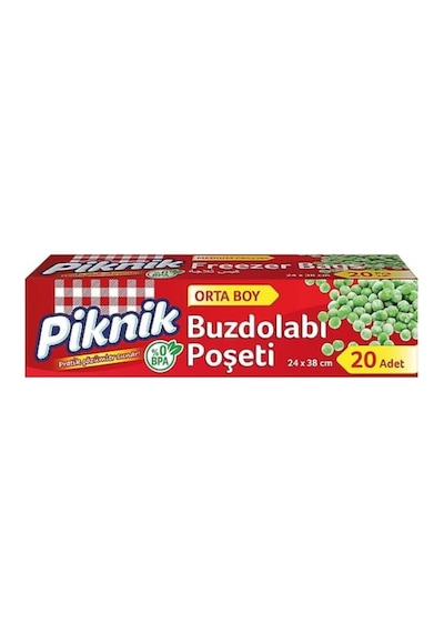 Piknik Orta Boy Buzdolabı Poşeti 24x38 Cm 20'li