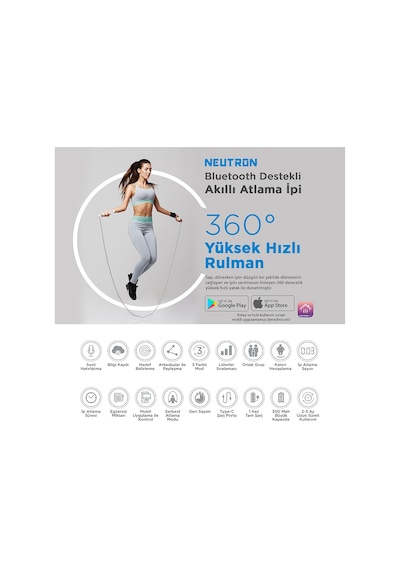Neutron Bluetooth Destekli Ayarlanabilir Akıllı Atlama İpi