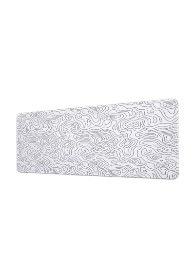 Beyaz Siyah Topografik Harita 40x90 Cm Oyuncu Mousepad Kaymaz Taban Büyük Boy Mousepad