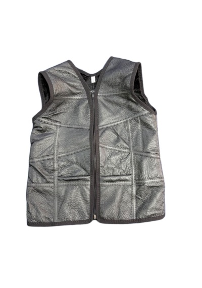 Ln Leather Özel Üretim Patchwork -süet Gerçek Deri Çocuk Yelek 2-3 Yaş Siyah