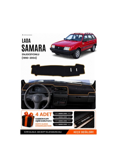 Lada Samara Enjeksiyonlu 1990-2004 Uyumlu Torpido Örtüsü - Siyah-kahverengi - Ld002