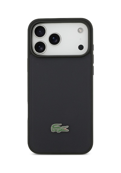 Apple Uyumlu iPhone 17 Pro Max Kılıf Lacoste Lisanslı M-safe Özellikli Pu Pike Desen Metal Logolu Kapak Lacivert