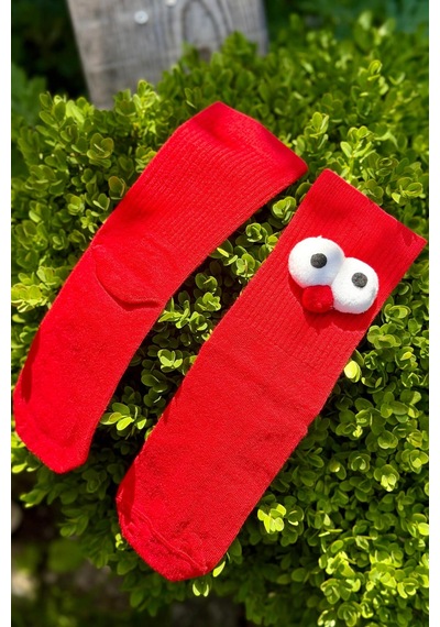 Lousocks Unisex Kırmızı Pörtlek Gözlü Eğlenceli Soket Çorap