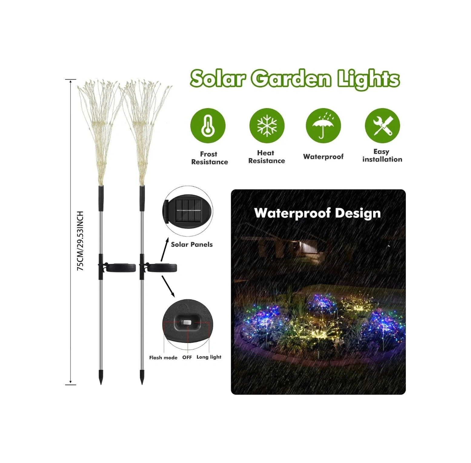 Güneş Enerjili 200 Led Sarı Renk Led Bahçe Aydınlatma Solar Bahçe Süsü Sge1003