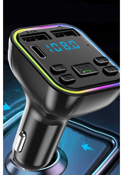 Fm Handsfree Bluetooth Modülatör Mp3 Player Type-c Çıkışlı Araç Şarj Aleti