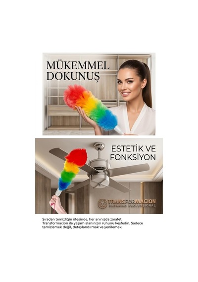 Transformacion Anti-statik Toz Alma Püskülü / Yıkanabilir Gökkuşağı Mikrofiber Toz Alıcı, Araba, Ev, Ofis İç Genel