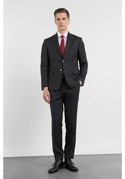 İmza Siyah Kırlangıç Yaka 6 Drop Slim Fit Tam Astar Esnek Takım Elbise 1001260153